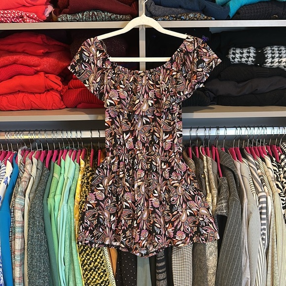 Joe Boxer black/pink floral on/off the shoulder elastic waistband romper S NWT - Picture 3 of 3